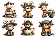 Whimsical Easter Highland Cow Clipar, an Illustration by Daily.Designs (Thumbnail 7 of 8)