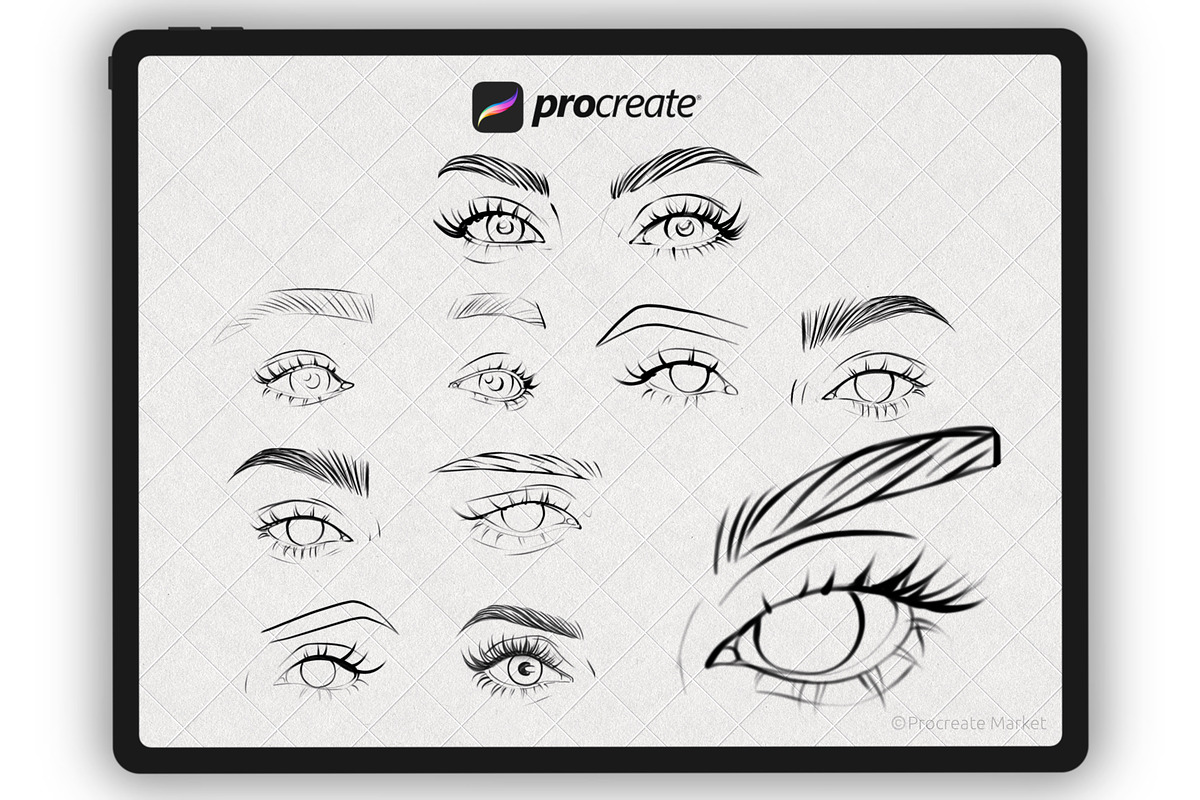 Face Stamp Brushes Procreate, a Brush Add-On by Procreate Market (Photo 7 of 8)