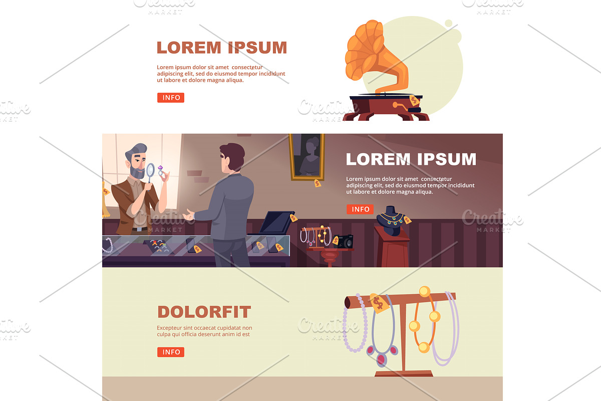 Pawn shop. horizontal banner with, a Finance Illustration by Onyx