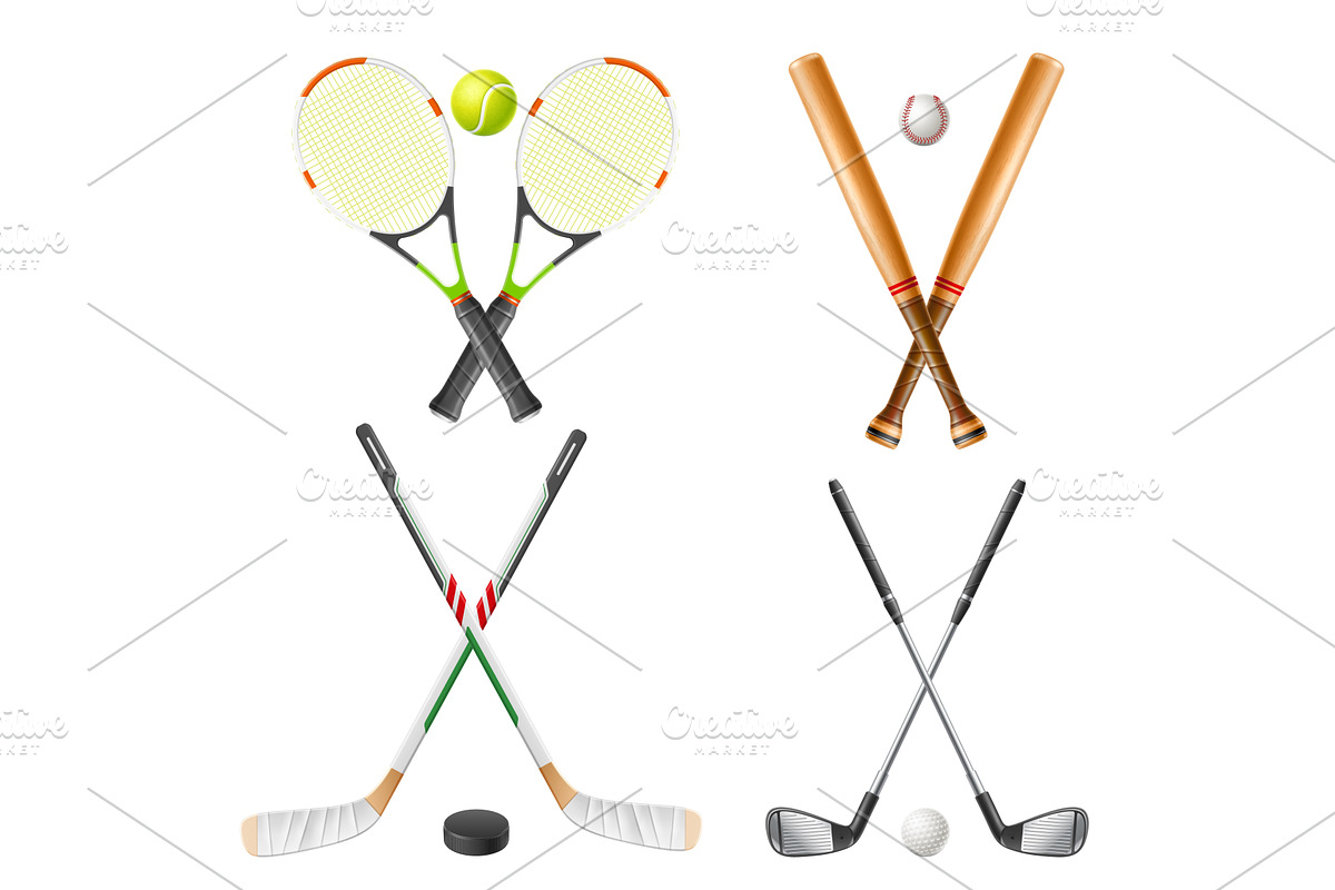 Sports equipment. Crossed baseball, an Object Illustration by Vectorbuum