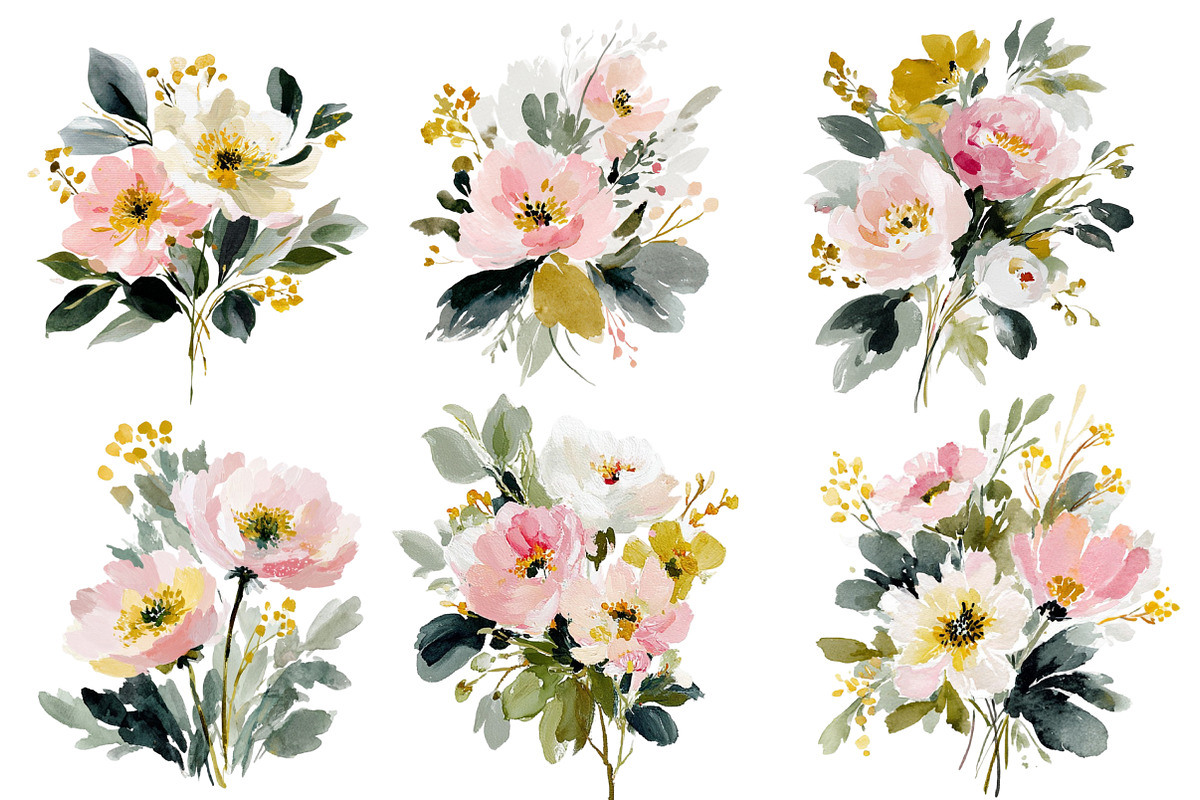 summer garden watercolor clipart, an Illustration by DreamCafeArt (Photo 3 of 8)