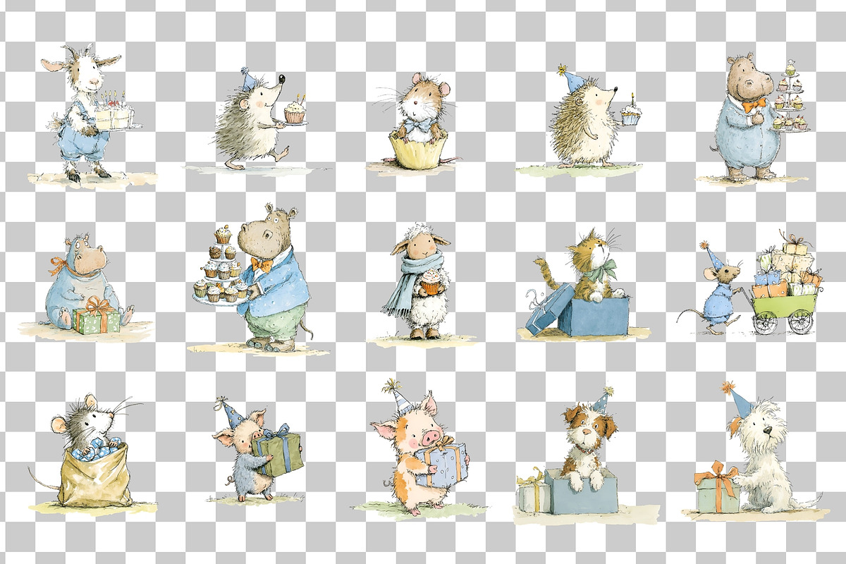 Birthday Animals PNG Clipart, an Animal Illustration by Nicolle's Colorful Art (Photo 3 of 4)