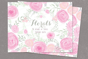 Watercolor Clip Art Pink Roses