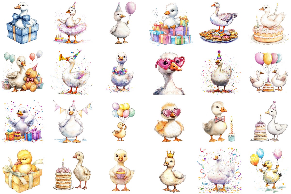 Watercolor Baby White Goose Birthday, an Illustration by Sublimation Artist (Photo 2 of 6)