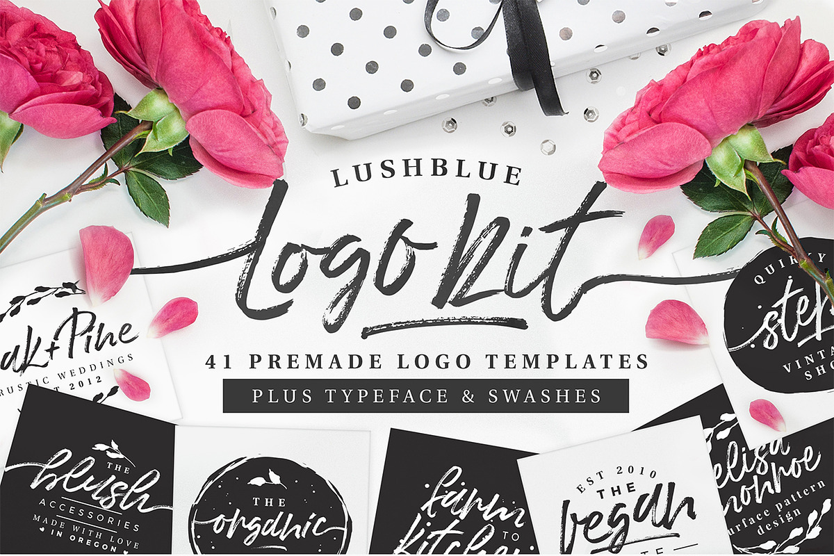 LushBlue LOGO KIT + Font & Swashes!