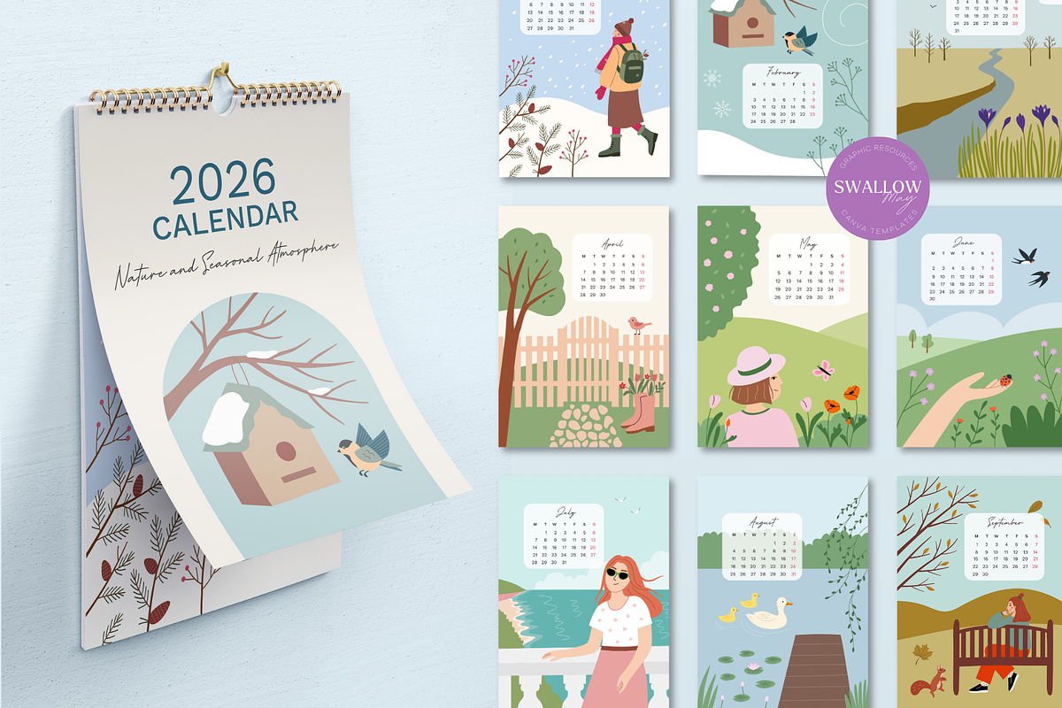 Illustrated Wall Calendar 2026, a Stationery Template by Ollyta May (Photo 1 of 8)