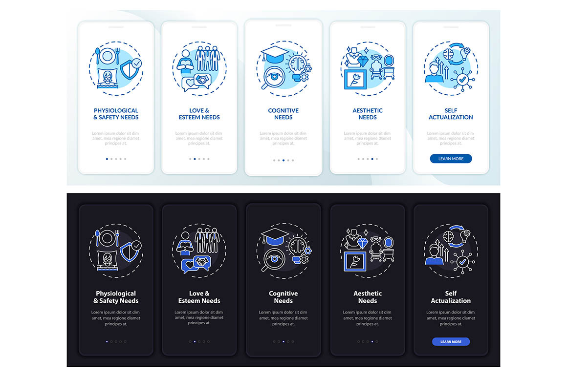 Human being needs mobile app pages, a Templates & Theme by IMG Visuals