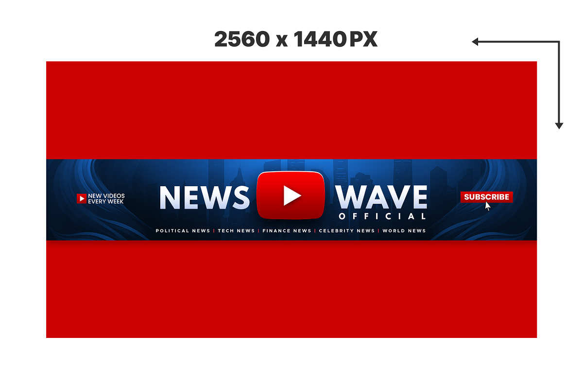 News YouTube Banner Template, a Social Media Template by Vaughn Studios (Photo 2 of 5)