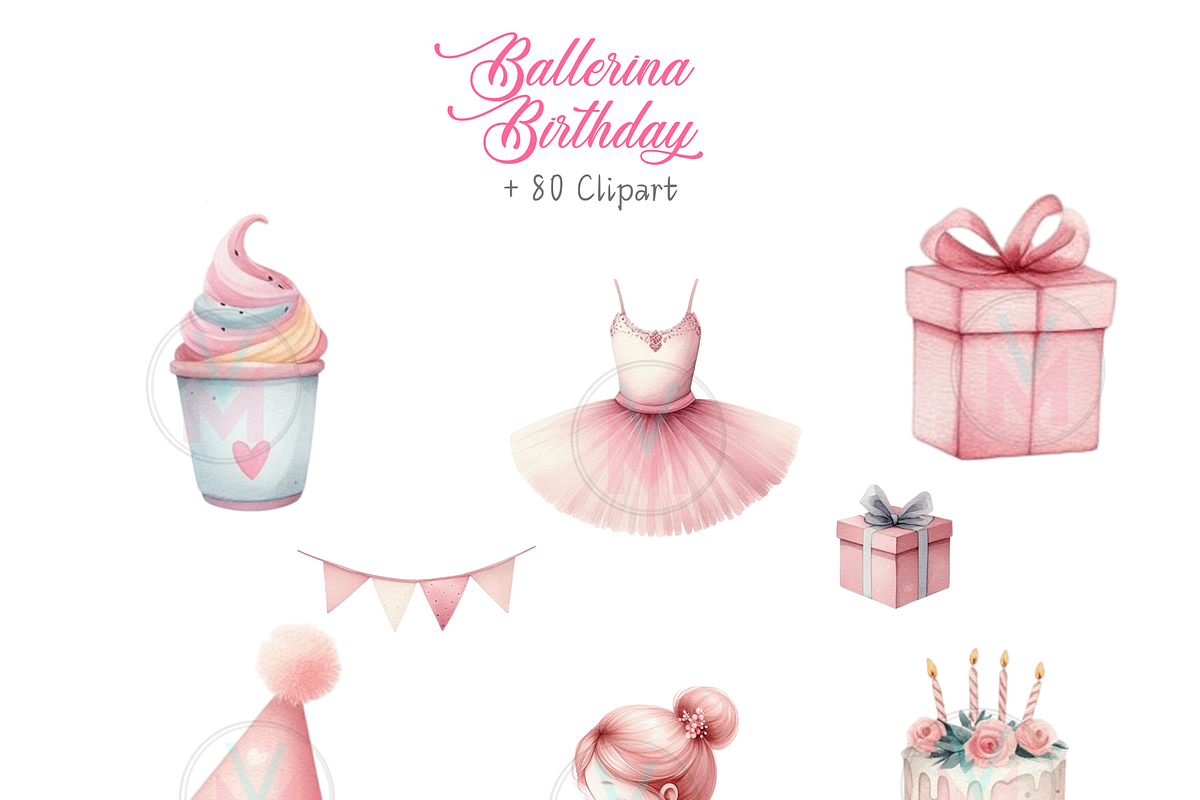 Watercolo Ballerina Clipart PNG Pink, a Person Illustration by VM PARTYS  BY TAIRUMA (Photo 9 of 10)