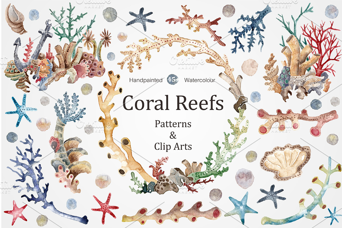 Coral Reefs watercolour set, a Pattern Graphic by Soir Creative (Photo 1 of 3)
