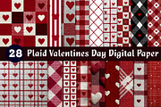 plaid valentines day digital paper, an Illustration by CreationArt (Thumbnail 1 of 5)