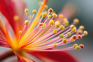 Vibrant close-up of a flower with red petals, a Nature Photo by AlyaAnd