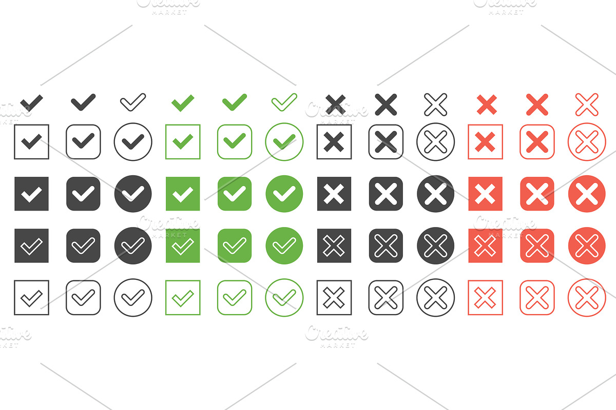 Checkmark cross icons, an Object Illustration by Lemberg Vector