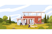 Builders constructing modern houses, a Person Illustration by Good Studio (Thumbnail 4 of 5)