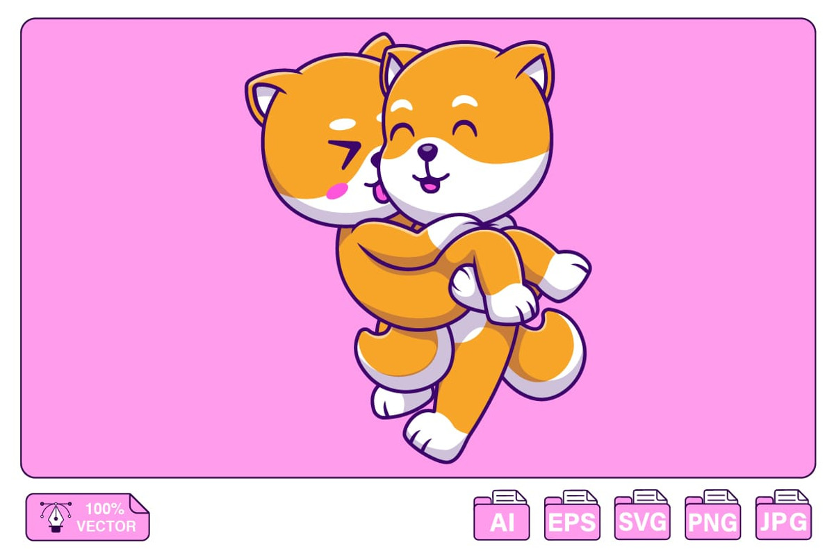 Cute Romantic Shiba Inu Couple, an Animal Illustration by Artstorystudio (Photo 2 of 3)