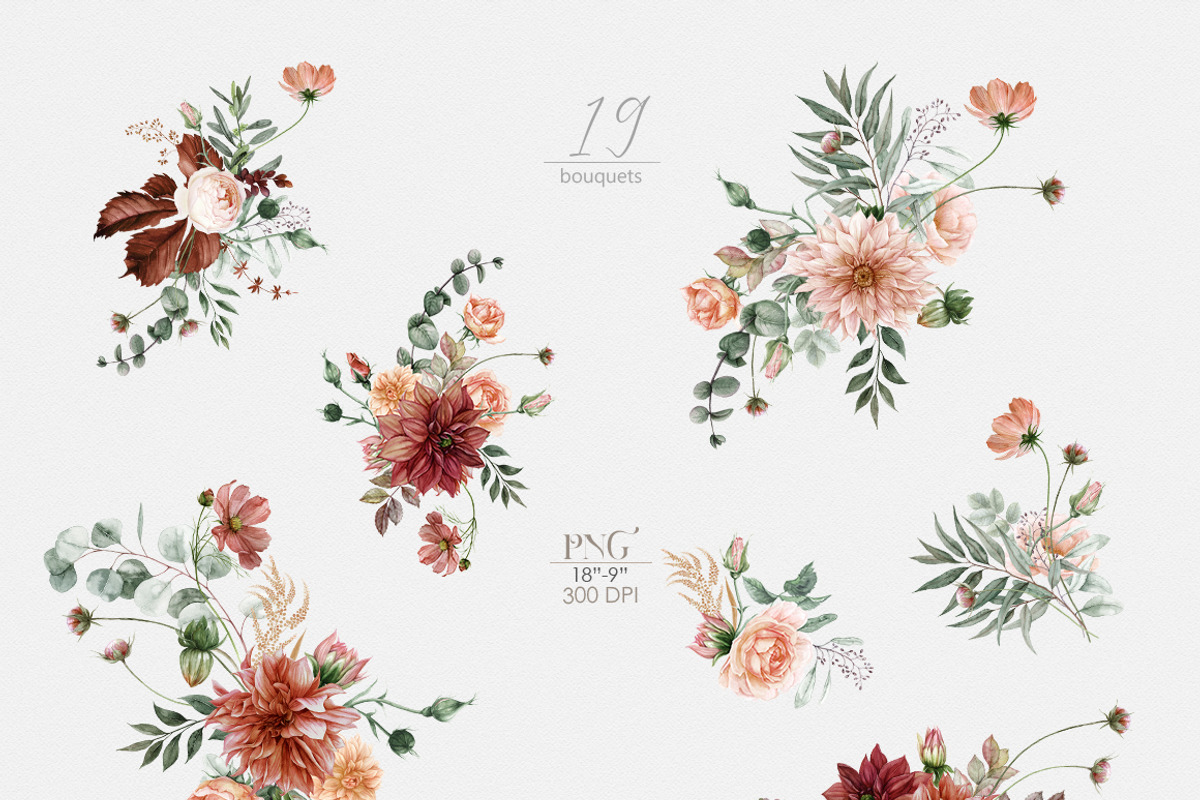Terracotta Fall Floral Clipart, an Illustration by ReachDreams (Photo 3 of 10)
