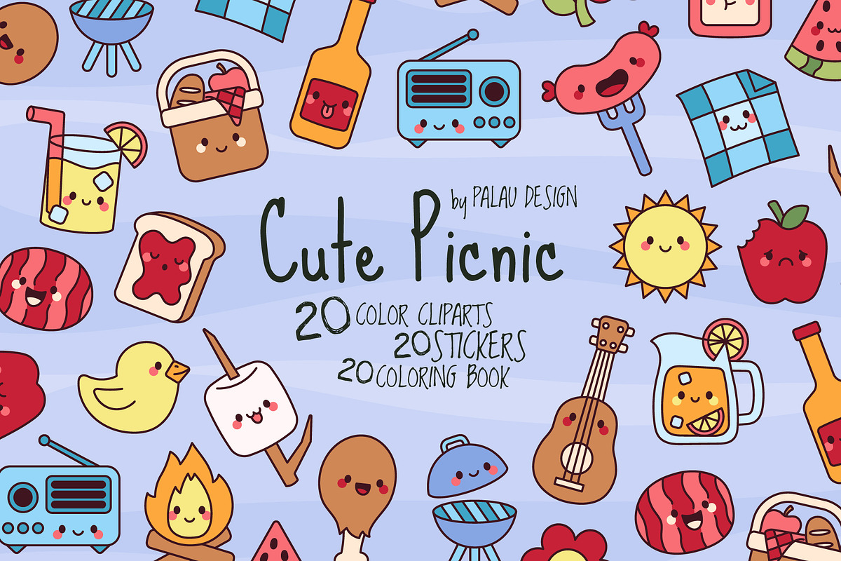 Cute Picnic Time Characters, a Seasonal Illustration by Palau (Photo 1 of 12)