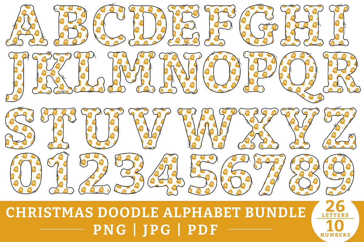 Christmas Doodle Alphabet PNG Bundle, a Graphic by CraftlabSVG (Photo 3 of 13)