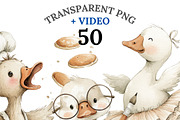 50 Silly Goose Clipart Set, an Animal Illustration by Pati Charm Studio (Thumbnail 1 of 9)