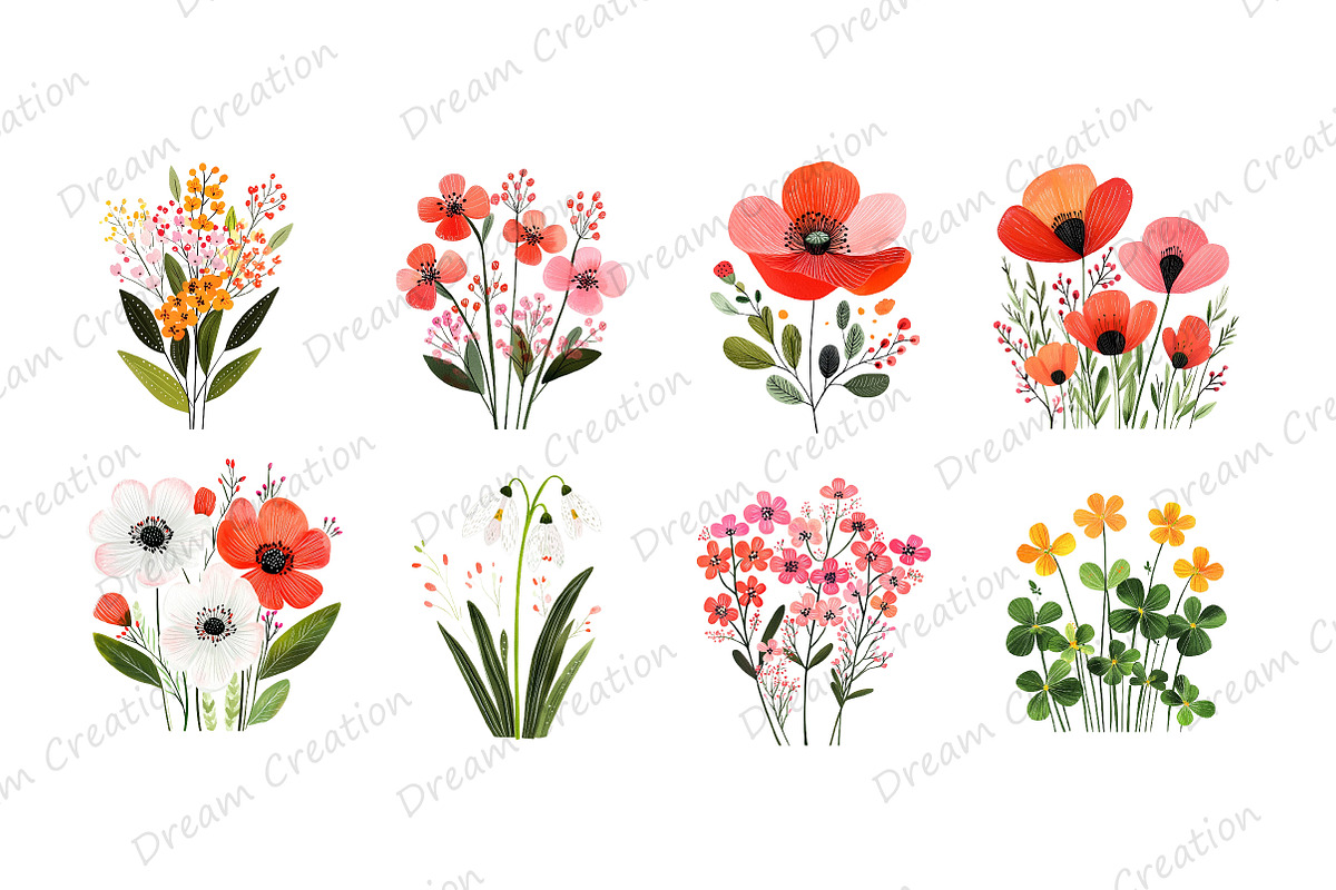 Watercolor Wildflower Clipart, an Illustration by Dream Creation (Photo 2 of 11)
