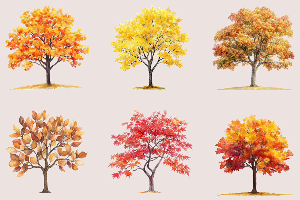 Watercolor Autumn Tree PNG Clipart, a Seasonal Illustration by SVGArt (Photo 2 of 5)