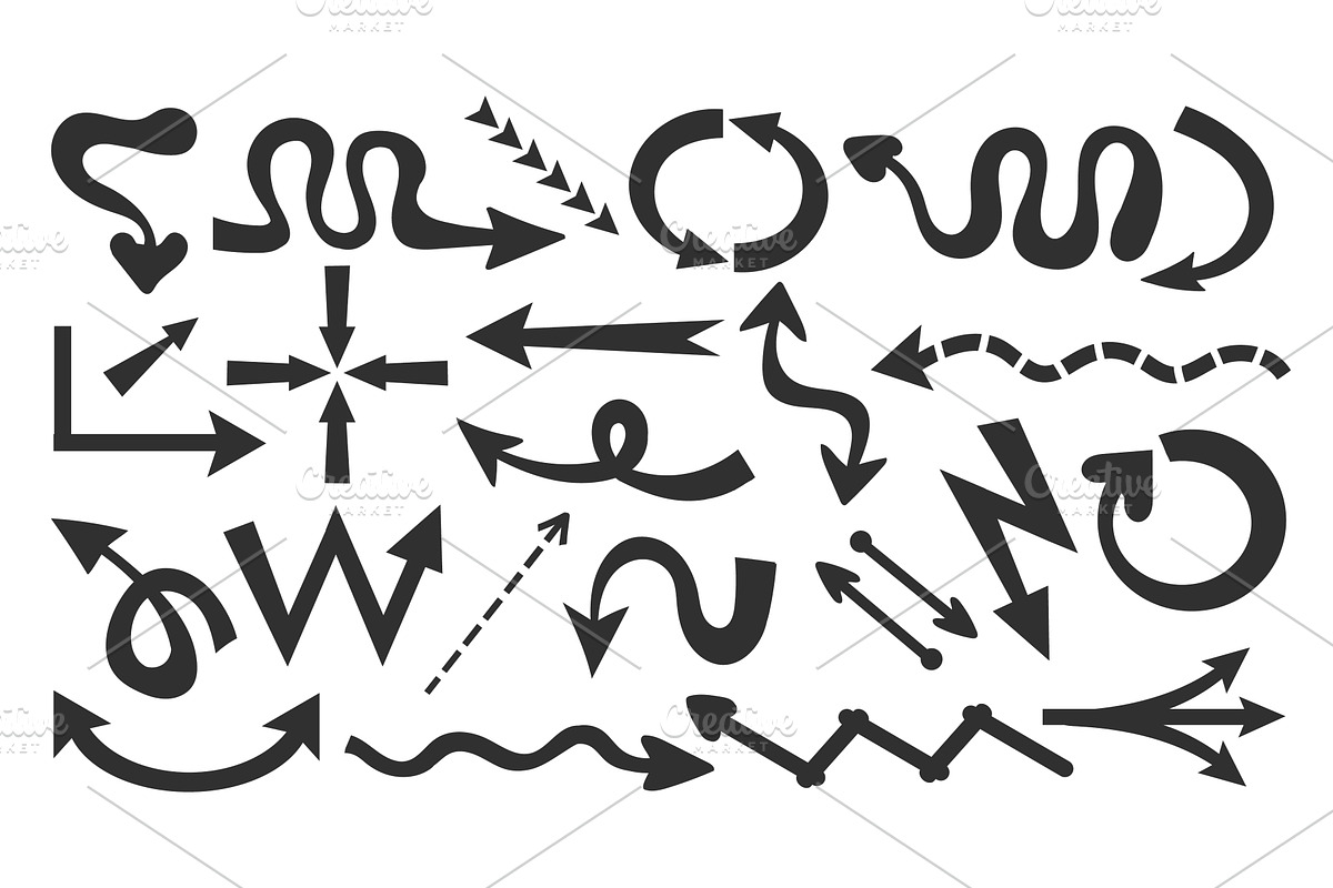 Simple black arrows of various, an Object Illustration by Vectorbuum