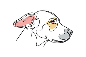 One Line Dog Head Vector, an Animal Illustration by MkStudio