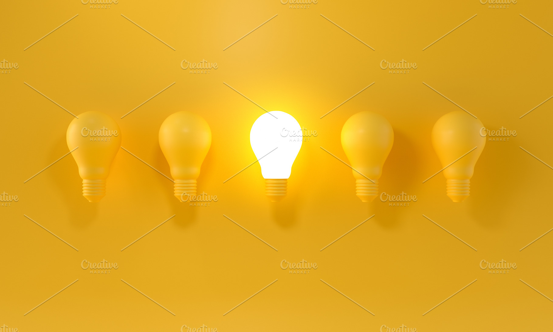 Glowing Light Bulb between the other, a Business Photo by Zama Studio