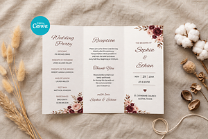 Floral Wedding Program Template, an Invitation Template by Arslan