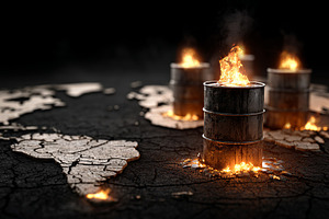 Global Energy Crisis Burning Oil, a Photo by Design Store