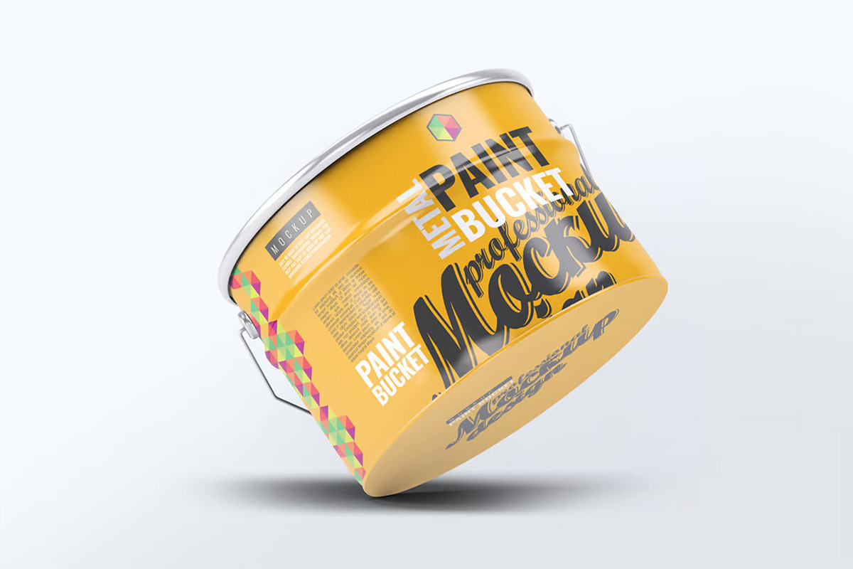Metal Paint Bucket Mock-Up, a Product Mockup by DesignRushMarket (Photo 3 of 8)