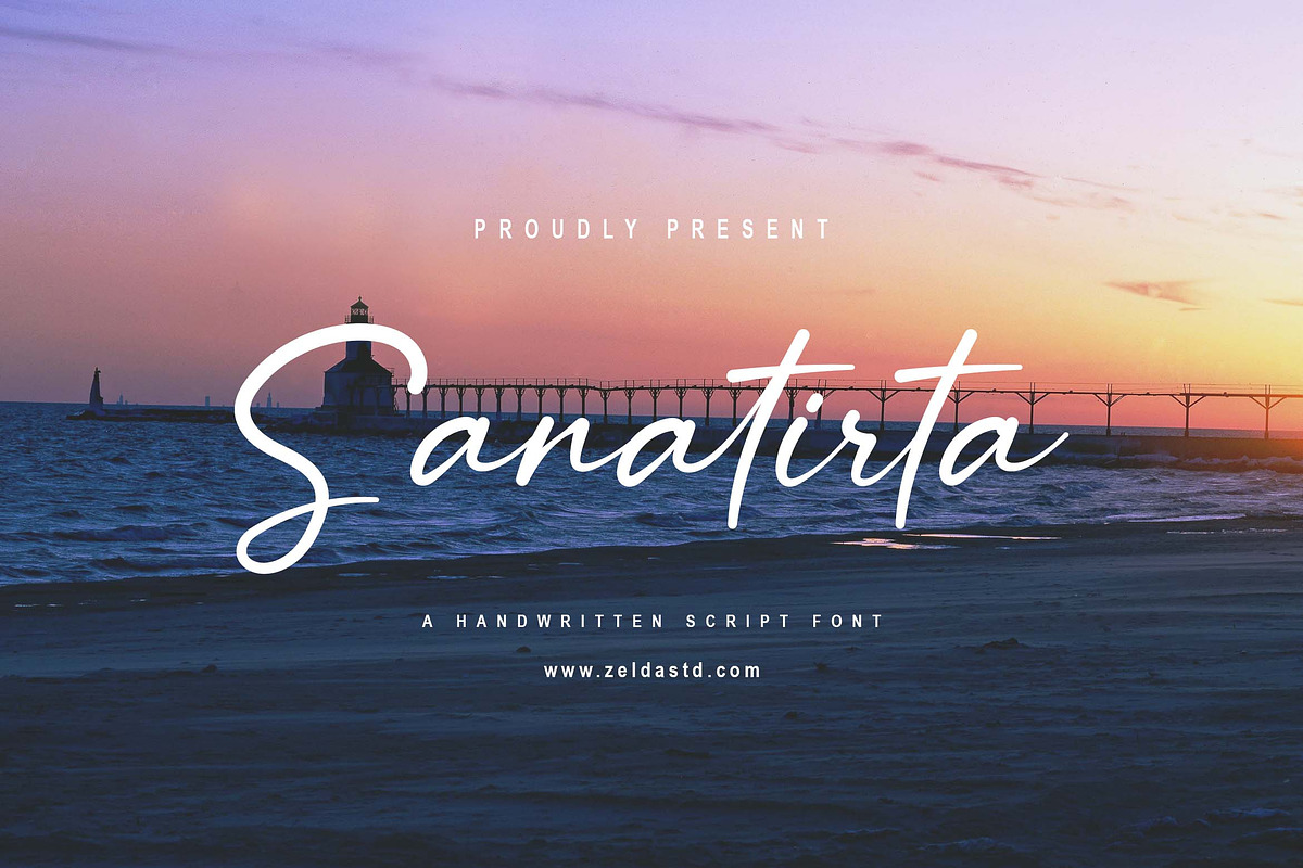 Sanatirta Font, a Script Font by Zelda Graphic (Photo 1 of 7)