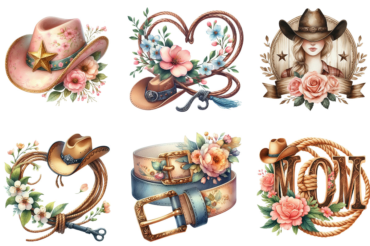 Western Mothers Day Cowgirl Bundle, a Seasonal Illustration by DreamArtGraphic (Photo 2 of 4)