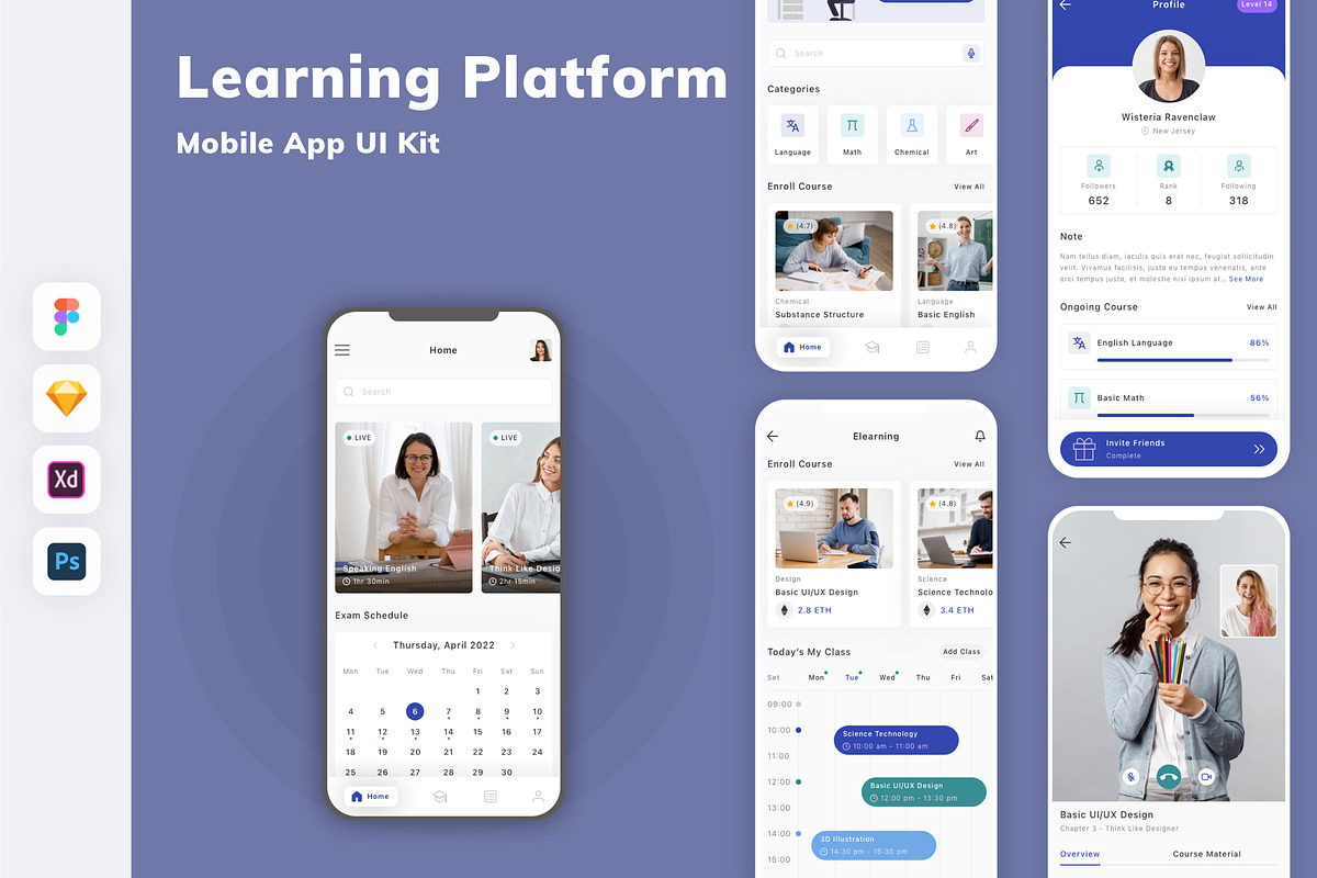 Learning Platform Mobile App UI Kit, an UI Kit Template by uicube