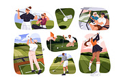 People play golf, golfers set, a Sport Illustration by PaperTrident (Thumbnail 1 of 8)