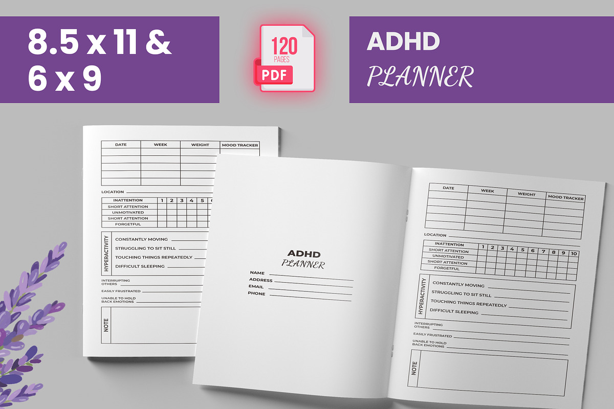 Adhd Planner KDP Interior, a Print Template by bossdesigner (Photo 1 of 3)