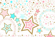 Pink Light Blue Gold Stars, a Texture Illustration by Mia's Graphic Design (Thumbnail 3 of 9)