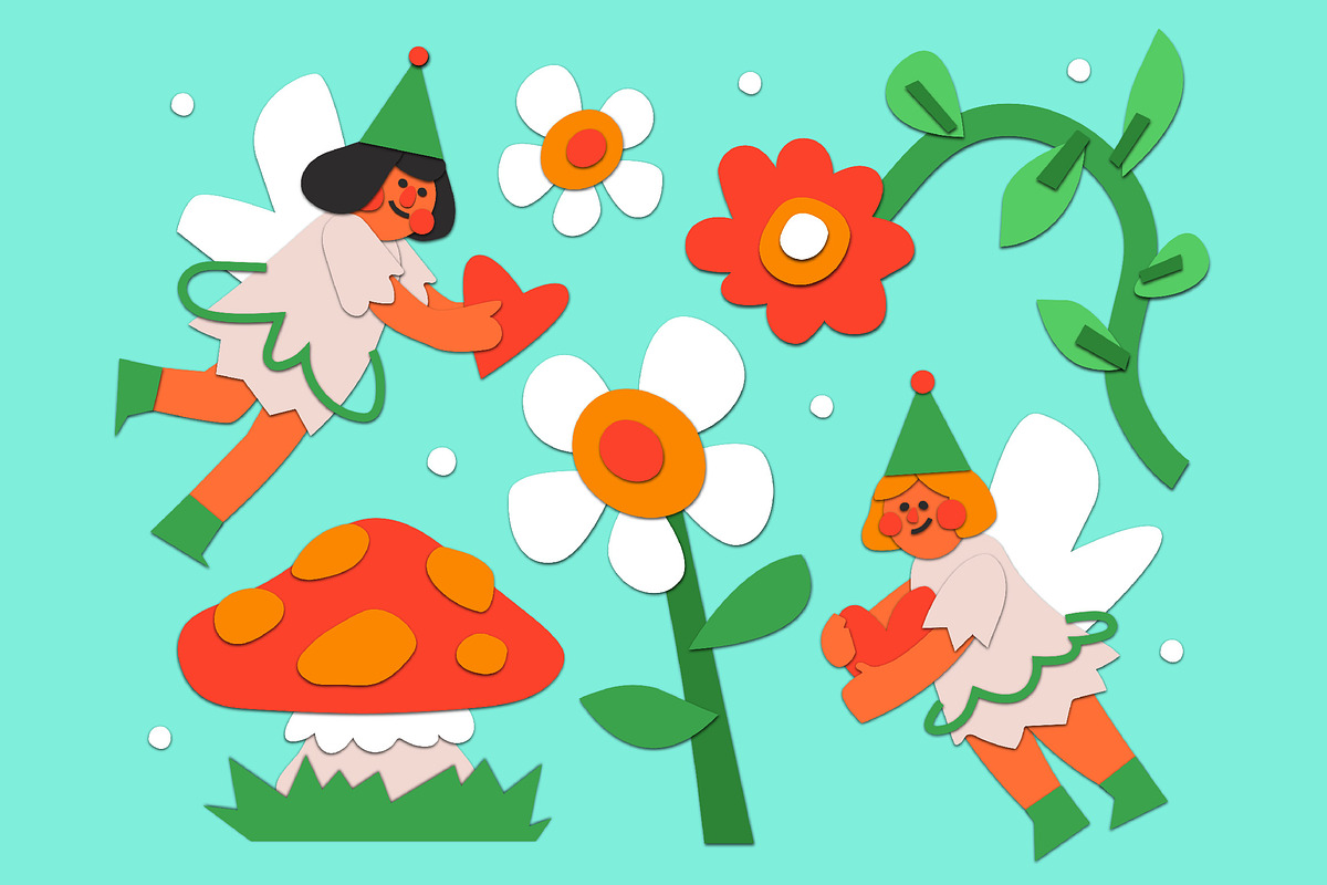 Green Collage Fairy Illustration, an Object Illustration by graphicook