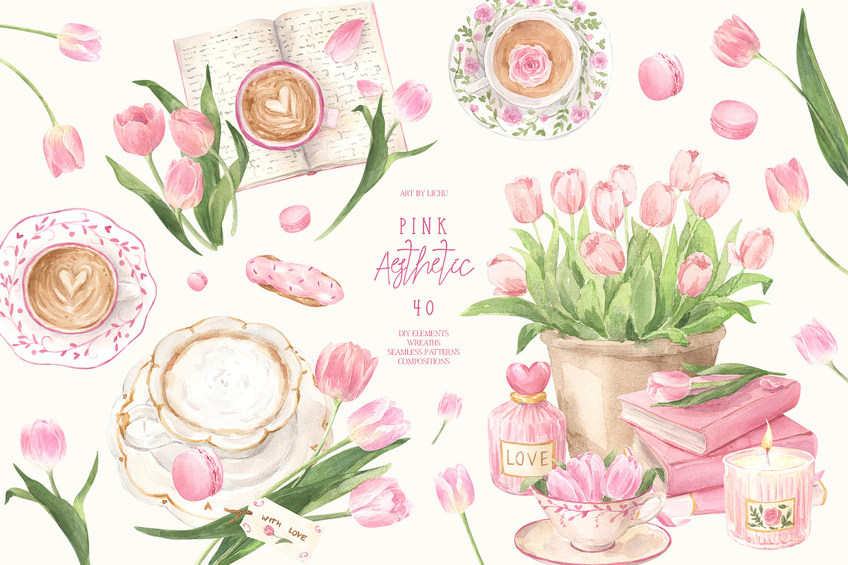 Pink Aesthetic, a Food Illustration by LiChu Art (Photo 1 of 9)