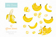Banana. Watercolor., a Food Illustration by Ekaterina Mikheeva (Thumbnail 2 of 4)