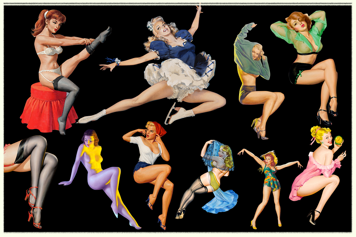 Naughty Pin Up Girls - 50 Clipart, an Illustration by Lilithcollageart (Photo 3 of 6)