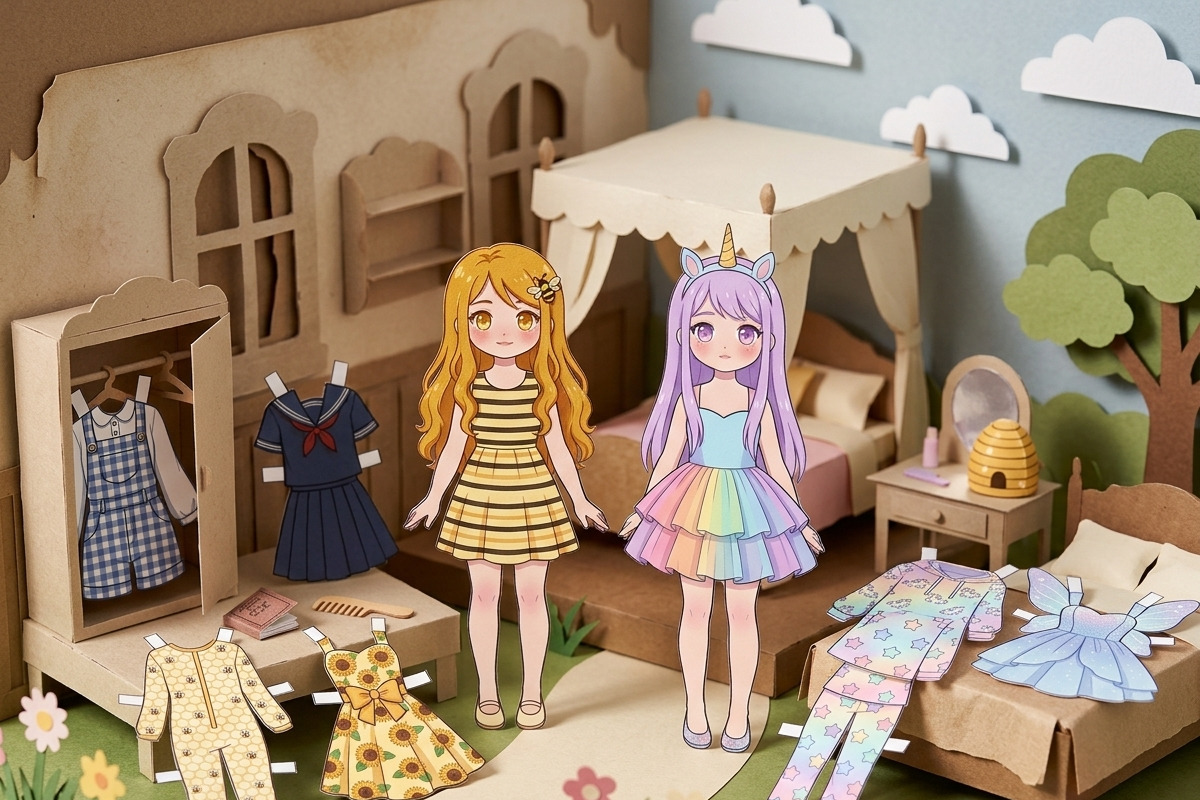 Kawaii Paper Doll Printable, a Person Illustration by Image for Sale (Photo 3 of 3)