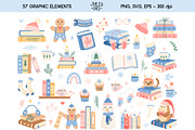 Cozy Winter Bookish Clipart, a Seasonal Illustration by JulzaArt (Thumbnail 2 of 7)