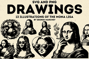 Mona Lisa Funky Illustrations Bundle, a Person Illustration by Ray Crimson