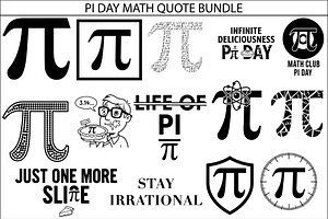Pi Day Math Quote Bundle, an Education Illustration by Designer_Momina