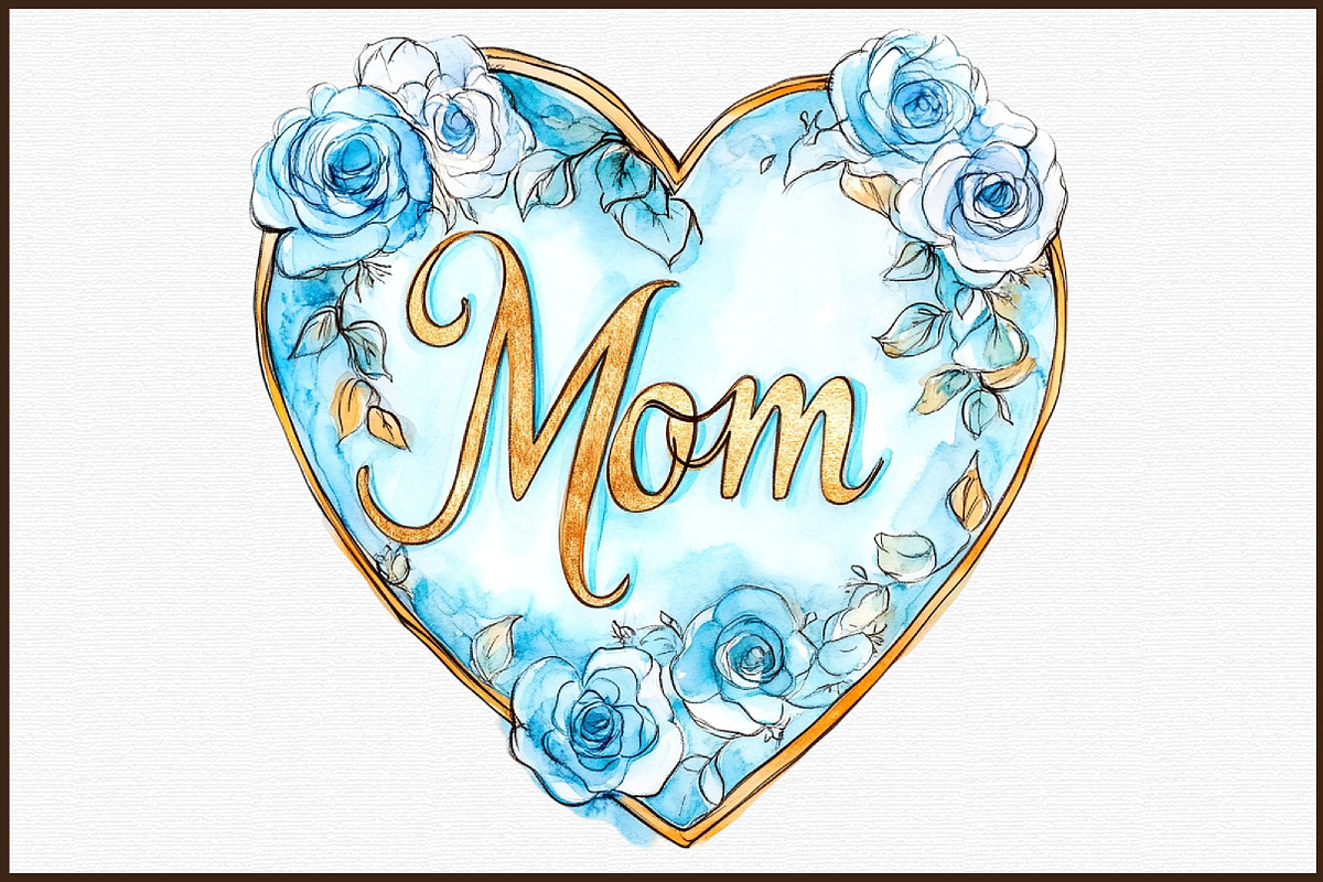 Soft Blue Mothers Day Clipart, an Illustration by Sublimation Artist (Photo 3 of 6)