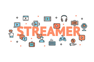 Live Streaming Concept with Icons.