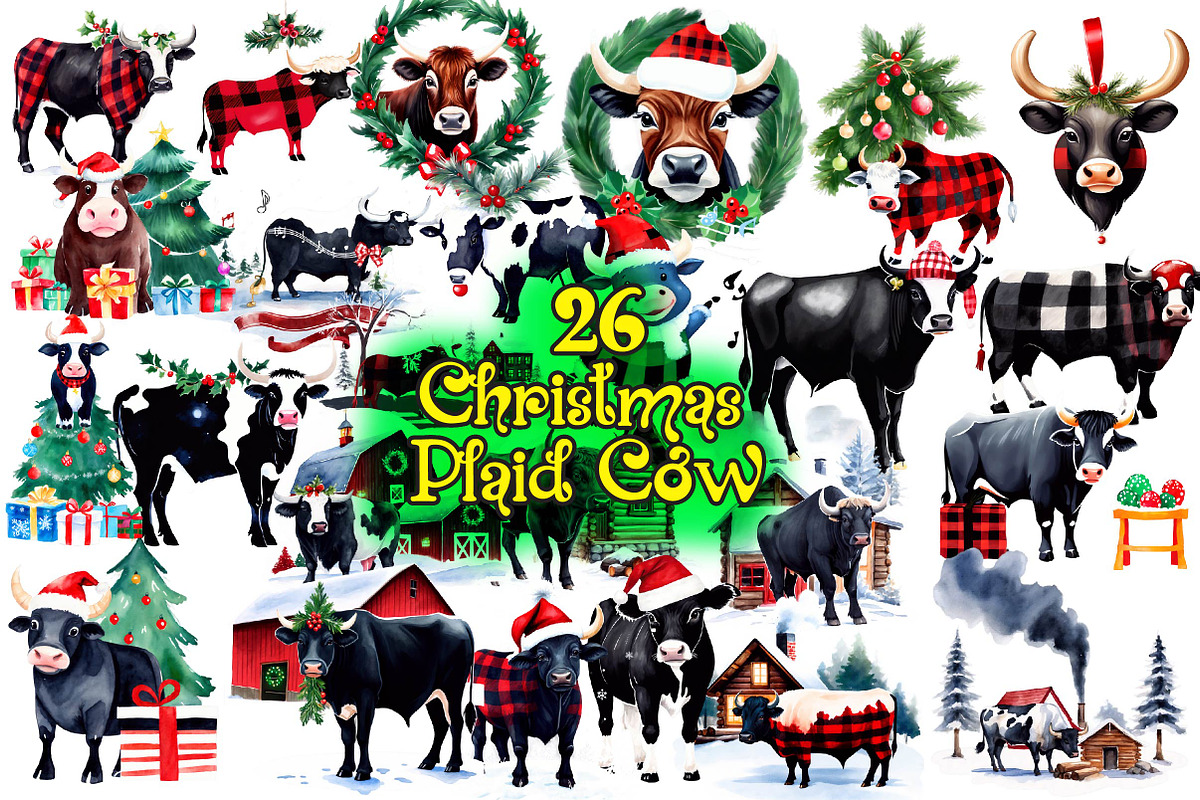 Christmas Plaid Cow, an Illustration by Wow Magic (Photo 1 of 4)