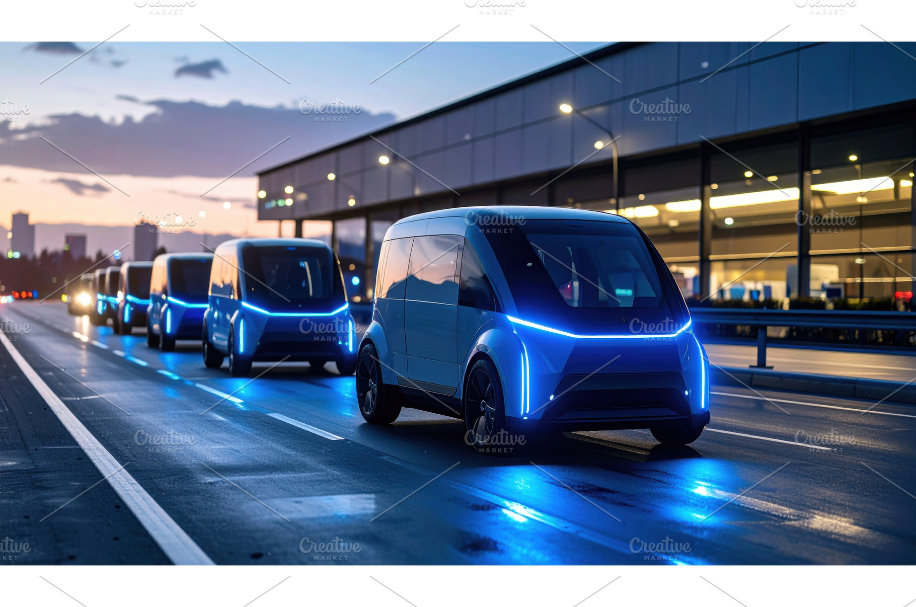 Fleet of self-driving electric vans, a Transportation Photo by Igor Tichonow