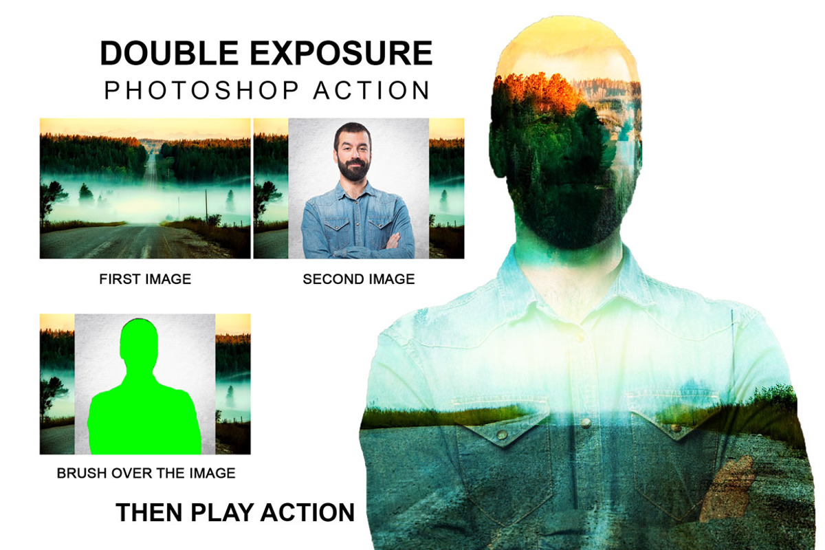 Double Exposure Photoshop Action preview 5